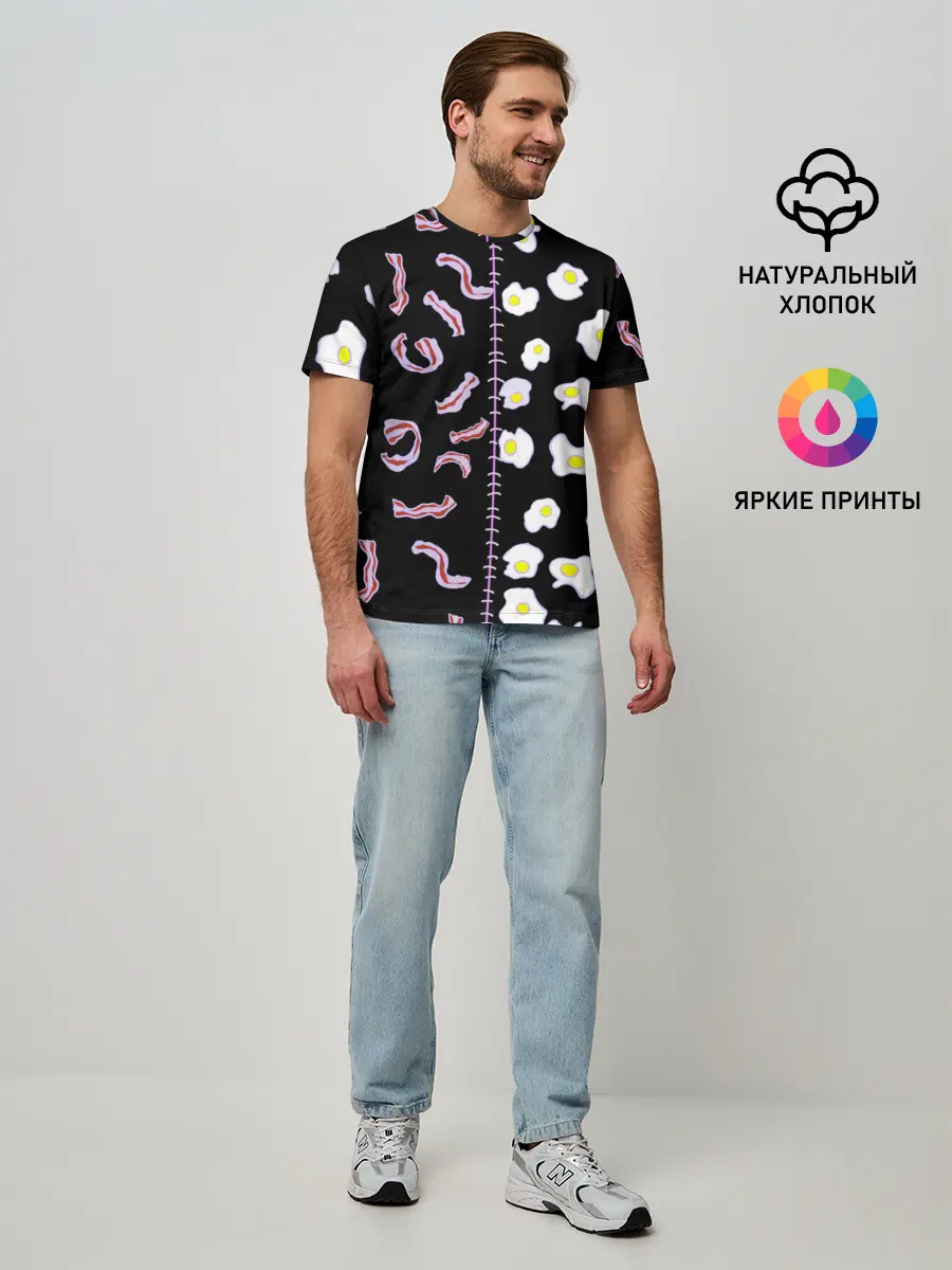Мужская базовая футболка / Яичница с беконом