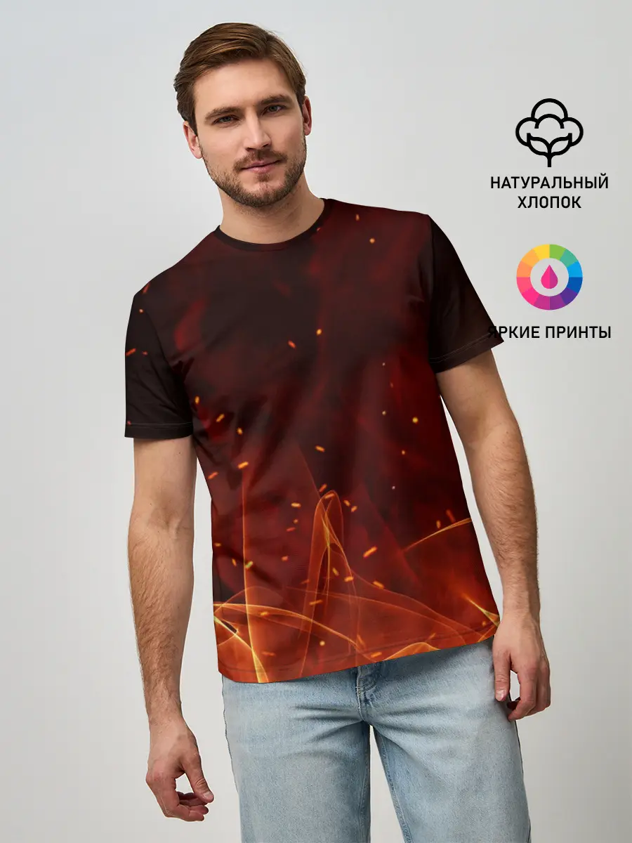 Мужская базовая футболка / ПЛАМЯ 3D