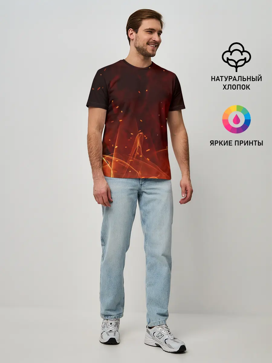 Мужская базовая футболка / ПЛАМЯ 3D