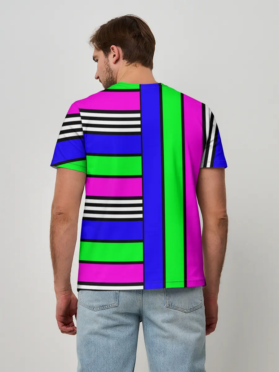 Мужская базовая футболка / Полосатый яркий летний узор