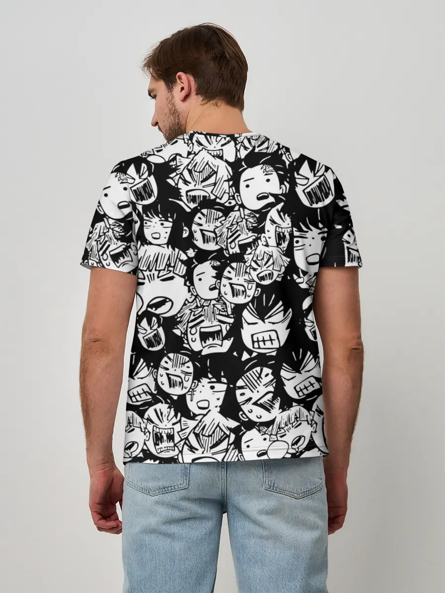 Мужская базовая футболка / DEMON SLAYER / ЛИЦА / УЗОР