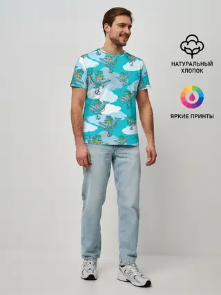 Мужская базовая футболка / Киты и корабль