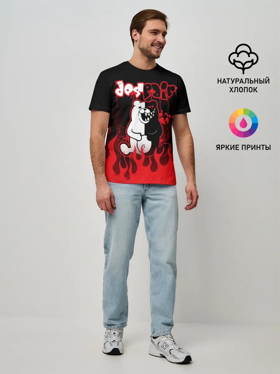 Мужская базовая футболка / Монокума despair горит