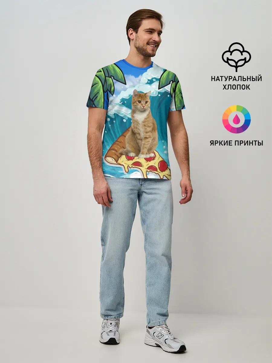 Мужская базовая футболка / Сёрфинг на Пицце