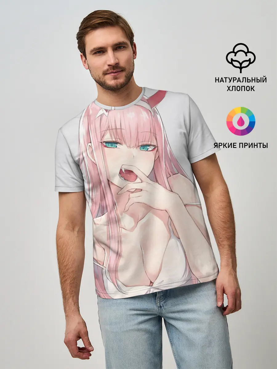 Мужская базовая футболка / Ahegao Zero Two