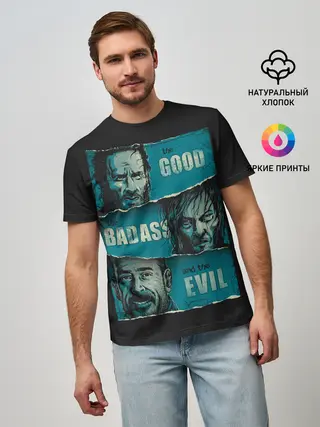 Мужская базовая футболка / Good, Badass, Evil