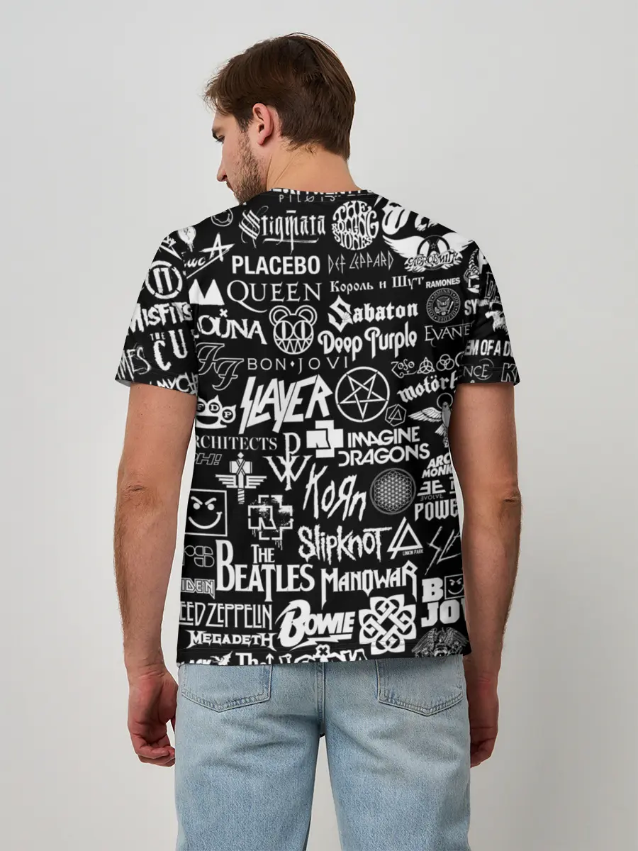 Мужская базовая футболка / ЛОГОТИПЫ РОК ГРУПП | ROCK