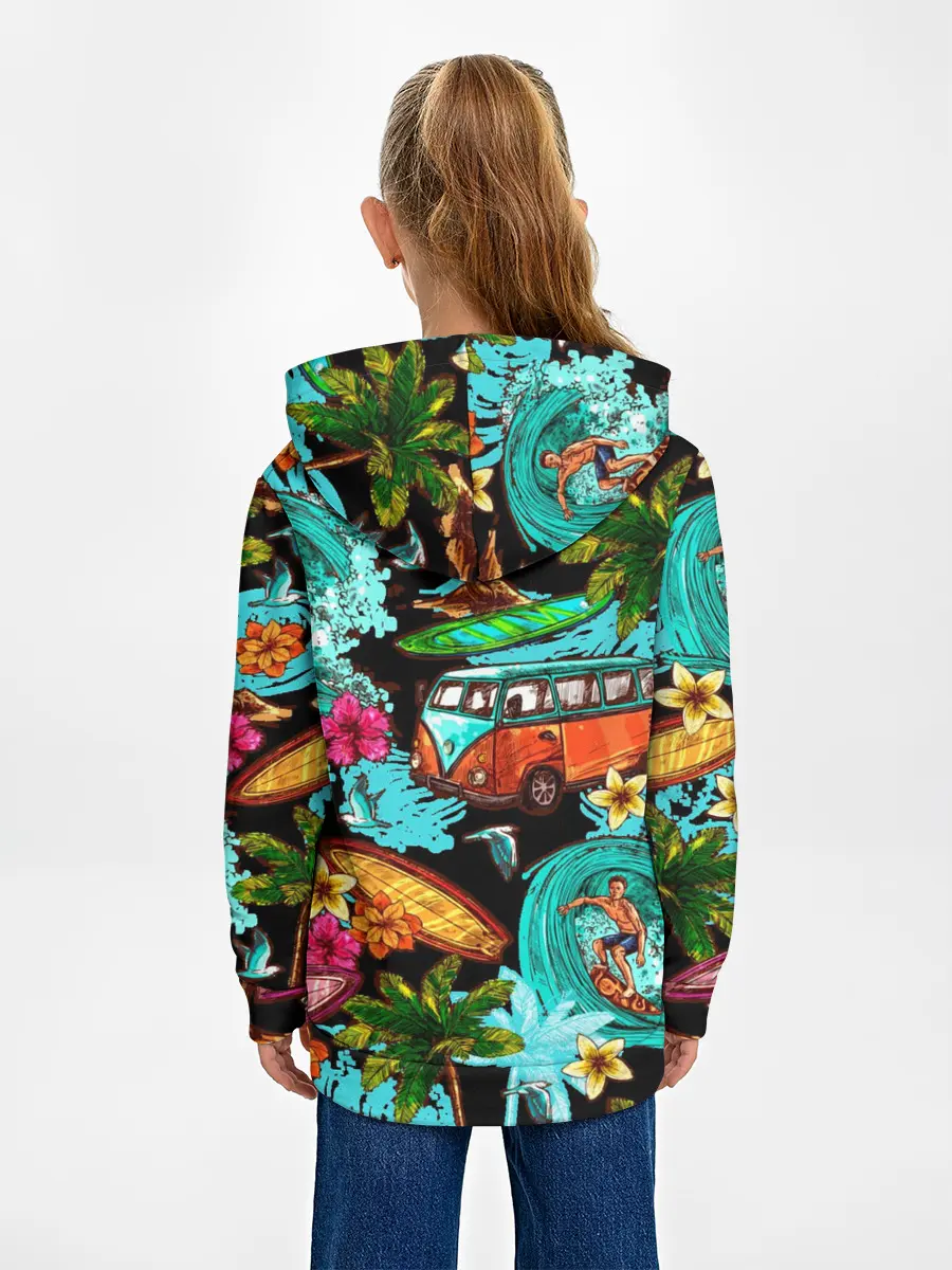 Детское худи / Пальмы, волны, серфинг