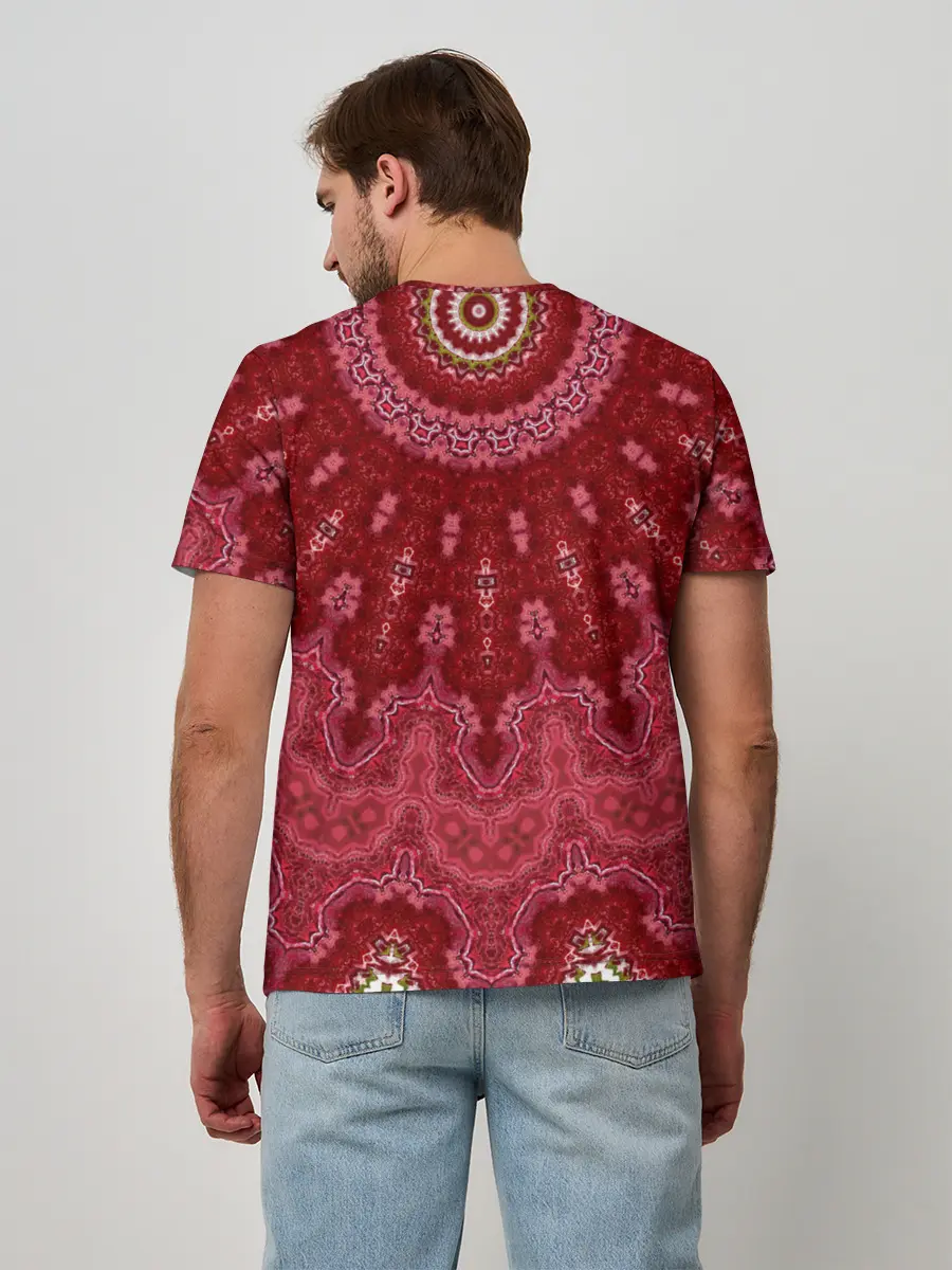 Мужская базовая футболка / Красно-розовый калейдоскоп