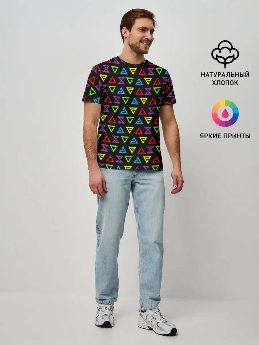 Мужская базовая футболка / ВЕДЬМАК ЗНАКИ ПАТТЕРН ЦВЕТНОЙ | THE WITCHER