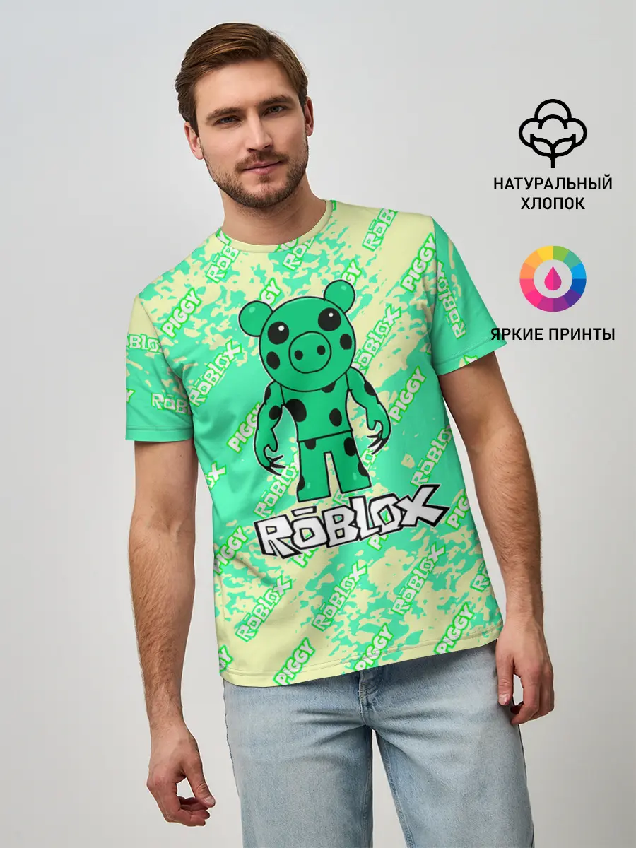 Мужская базовая футболка / Свинка Пигги из Roblox