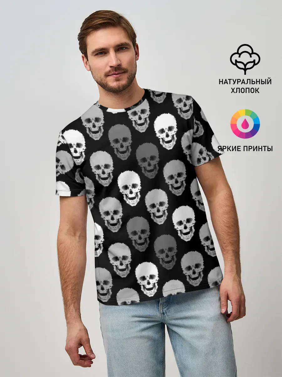 Мужская базовая футболка / Черно-белый готический