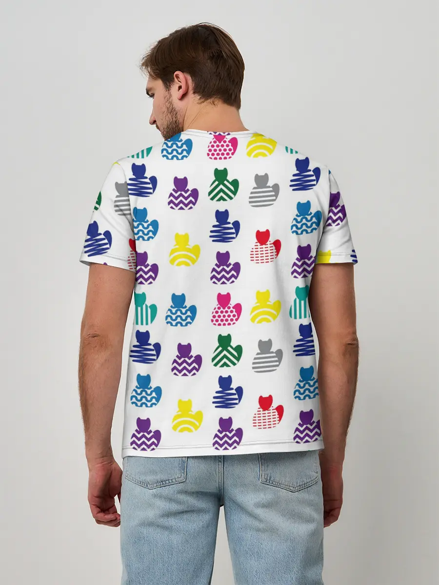 Мужская базовая футболка / Узор из котов