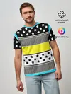 Мужская базовая футболка / Неоновый яркий полосатый узор