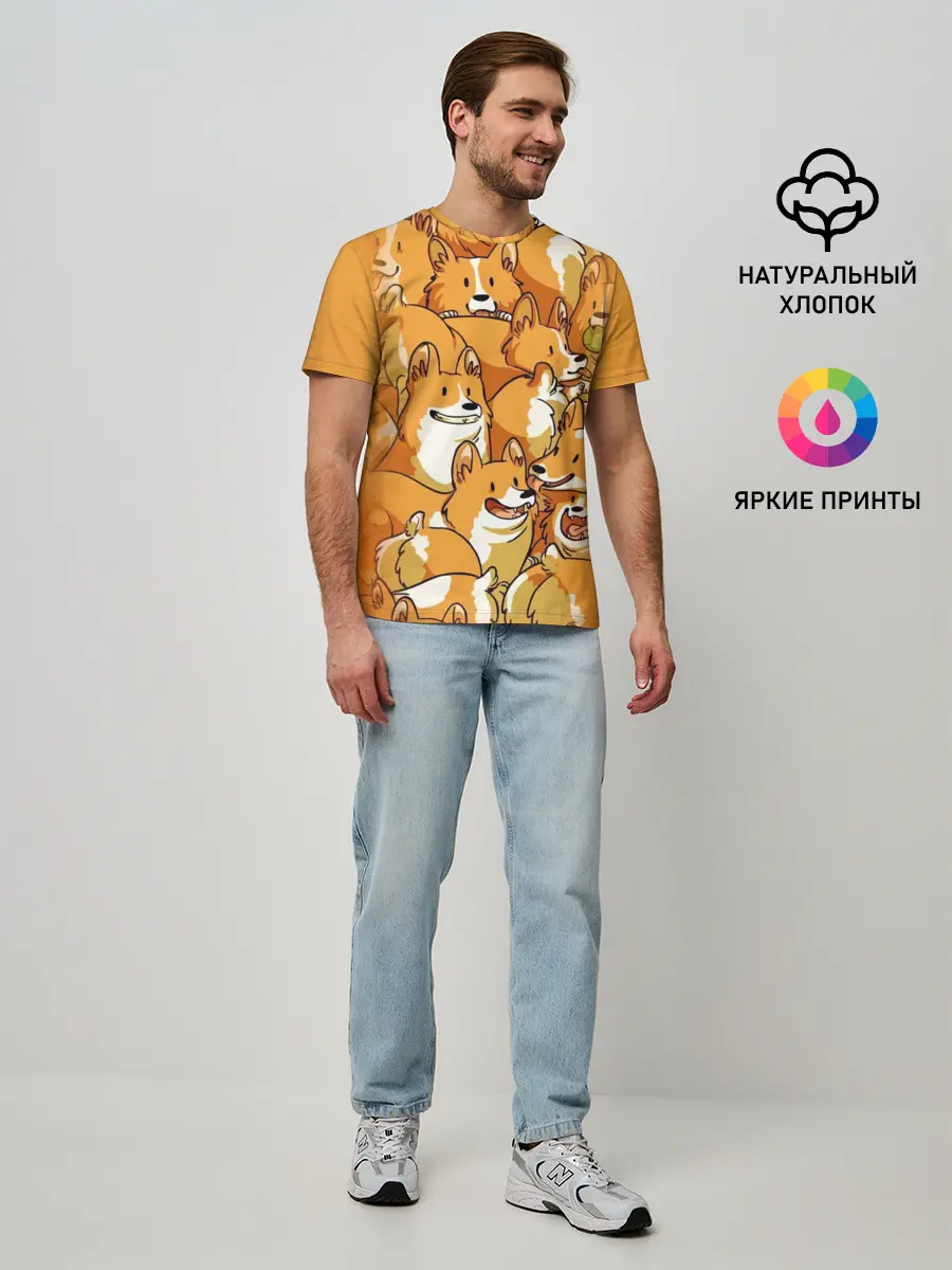 Мужская базовая футболка / Корги