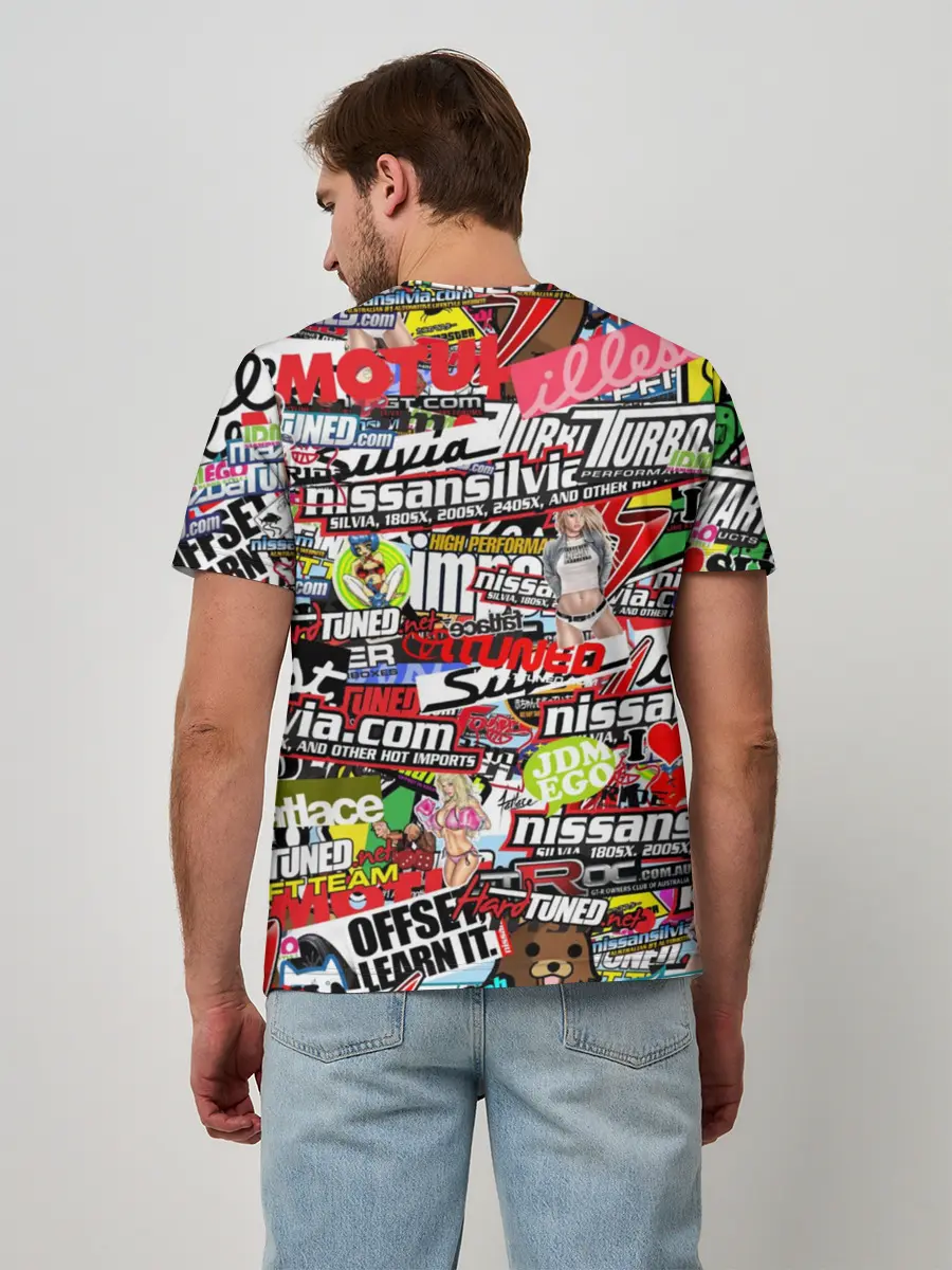 Мужская базовая футболка / Cars Stickerbombing