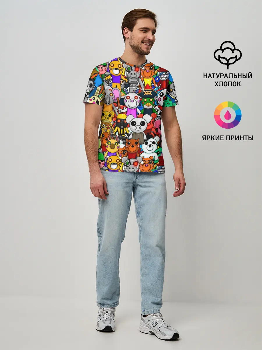 Мужская базовая футболка / ROBLOX PIGGY