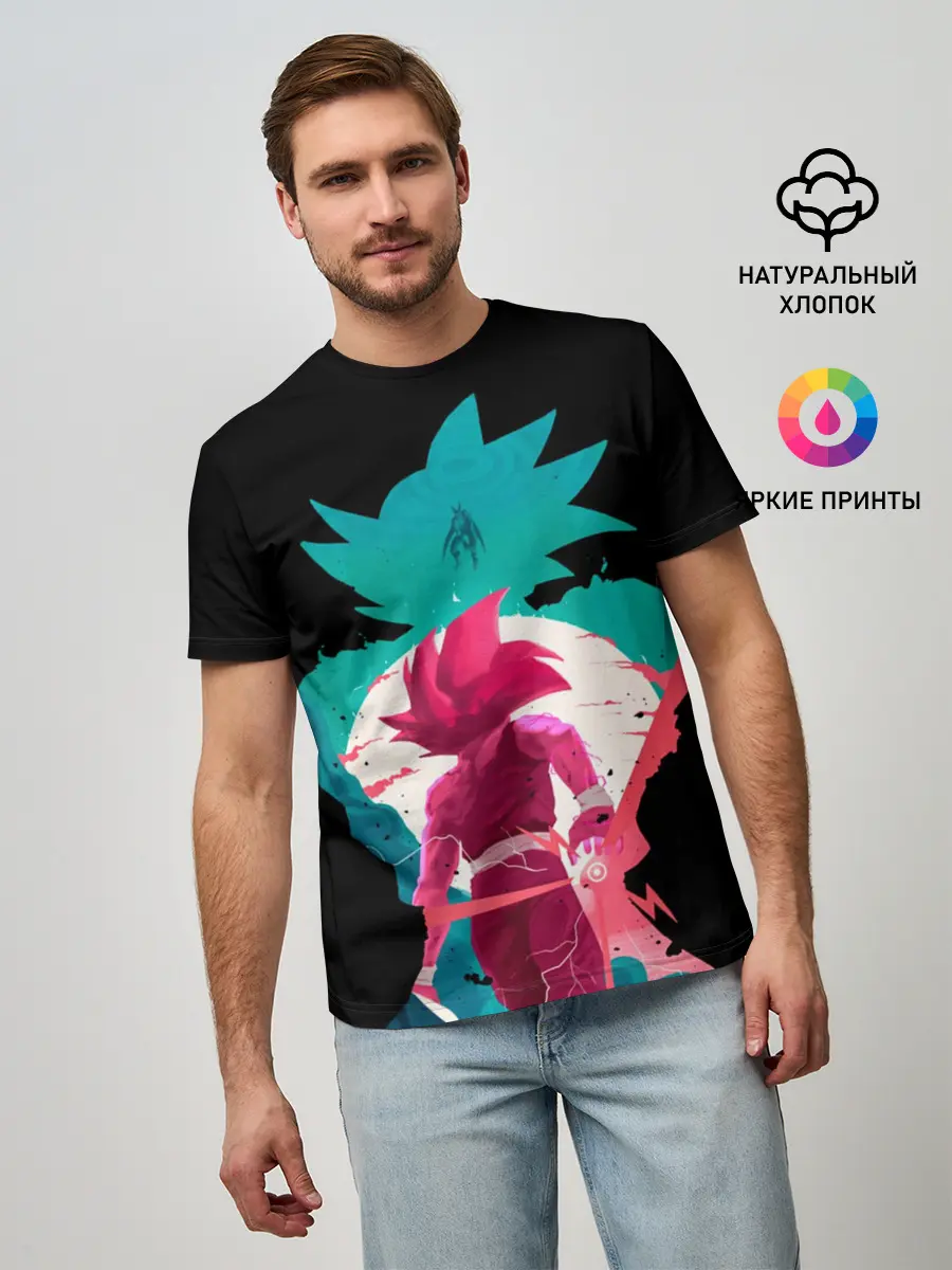 Мужская базовая футболка / Сон Гоку розовый