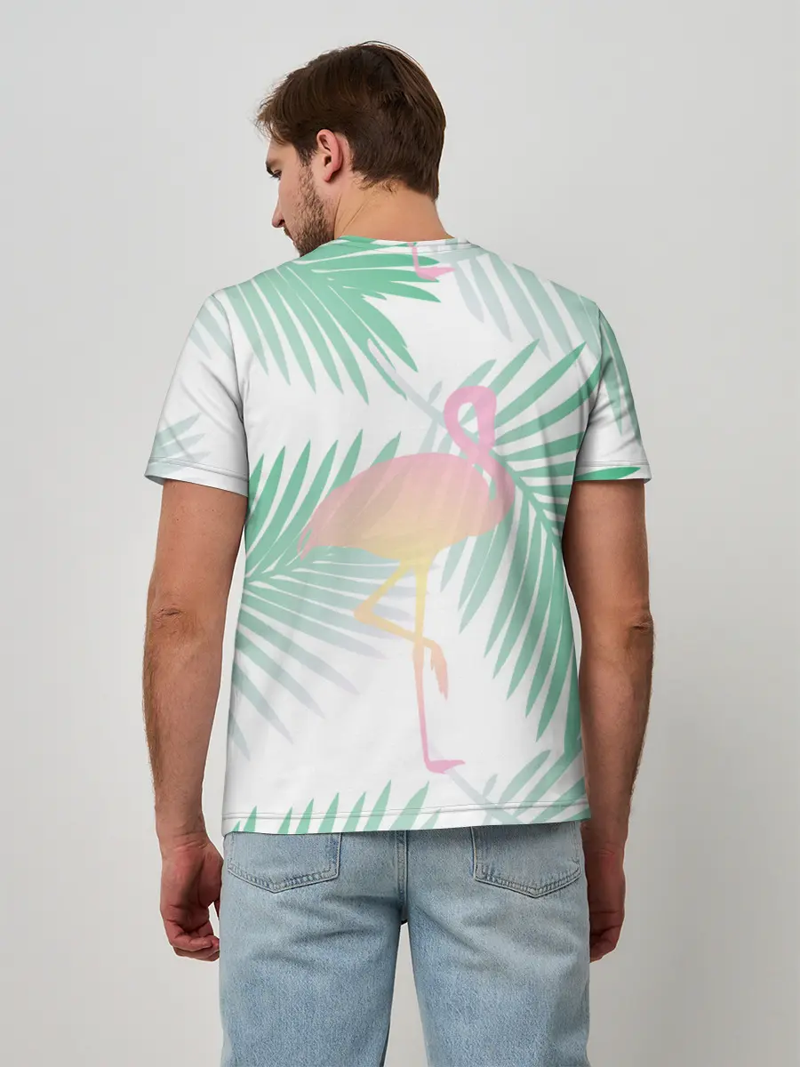 Мужская базовая футболка / Фламинго в джунглях