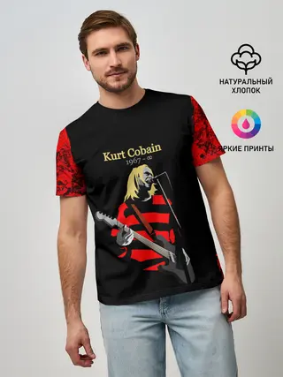 Мужская базовая футболка / КУРТ КОБЕЙН | НИРВАНА | ЛОГО