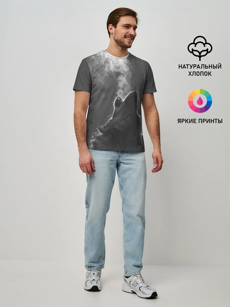 Мужская базовая футболка / Воющий волк