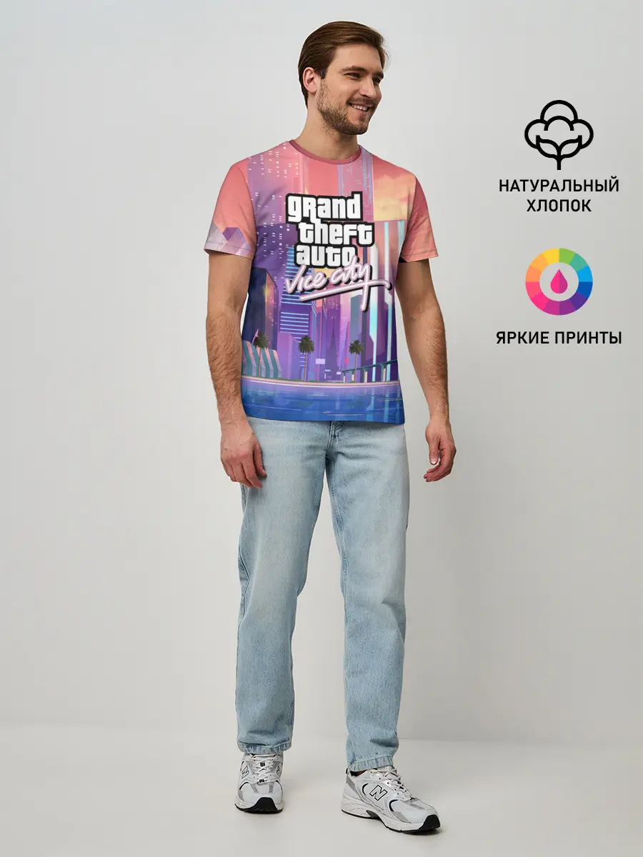 Мужская базовая футболка / Vice city