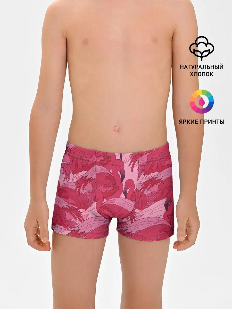 Трусы для мальчиков / розовые фламинго