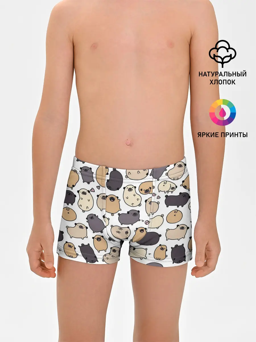 Трусы для мальчиков / Милые мопсы