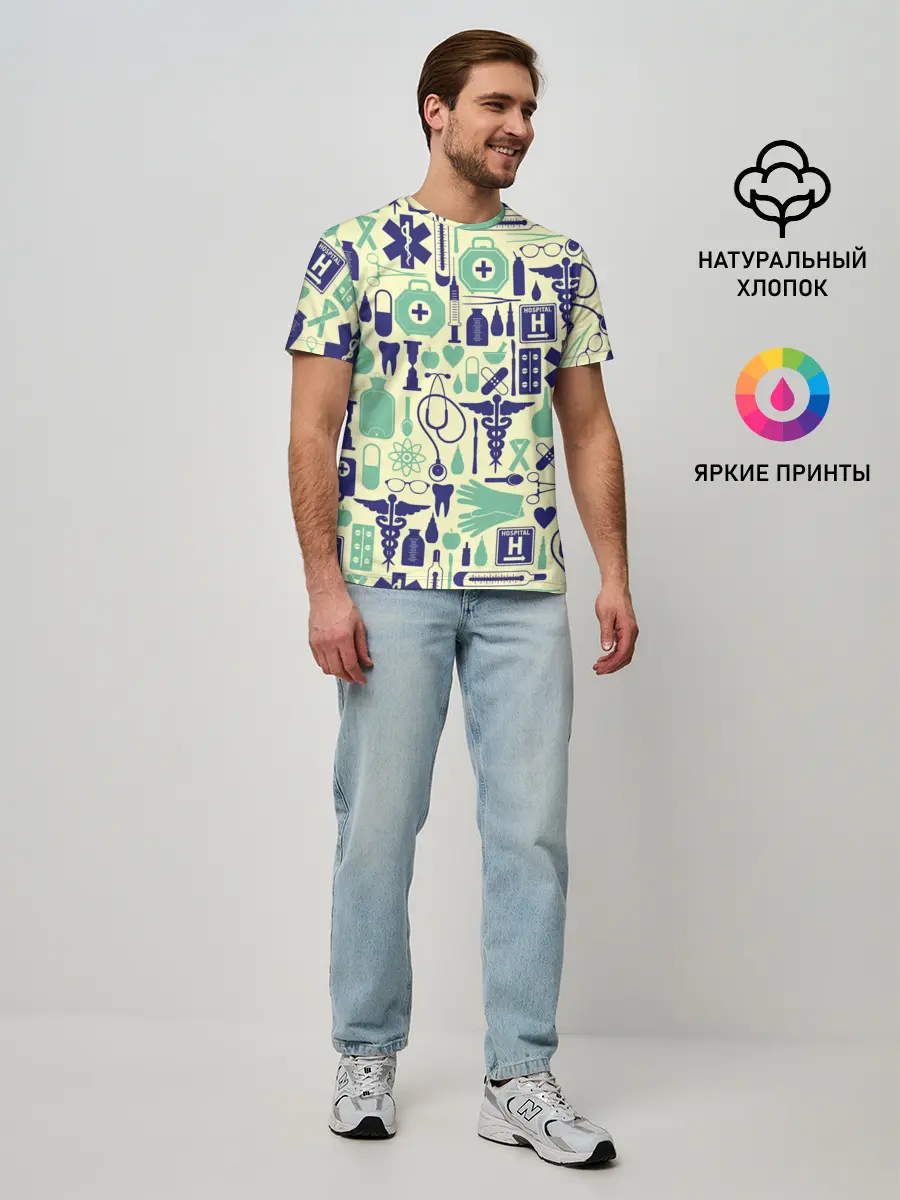 Мужская базовая футболка / Медицина | Паттерн