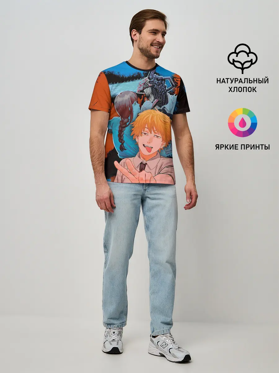 Мужская базовая футболка / Дэндзи и Макима