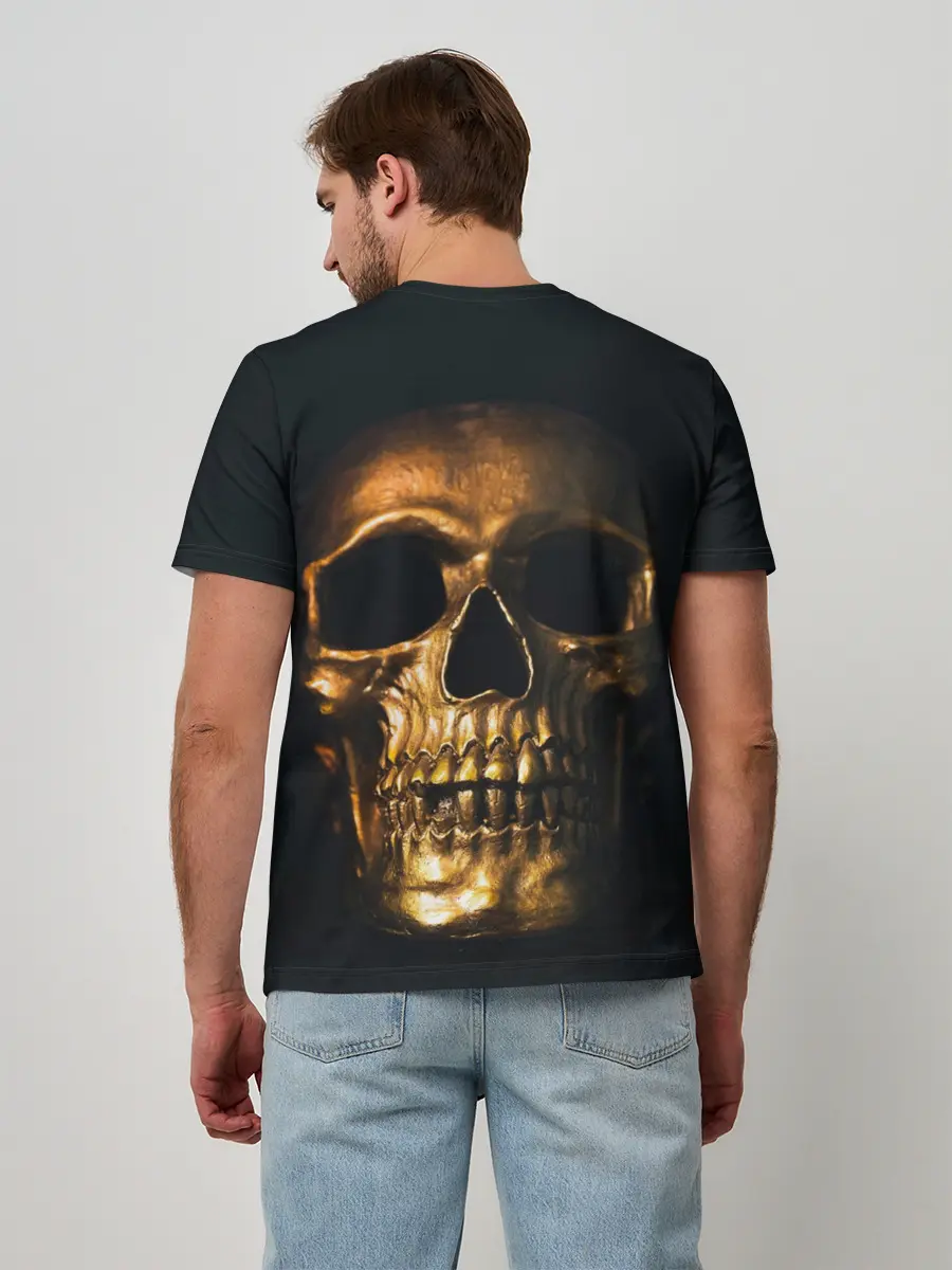 Мужская базовая футболка / Gold Skull