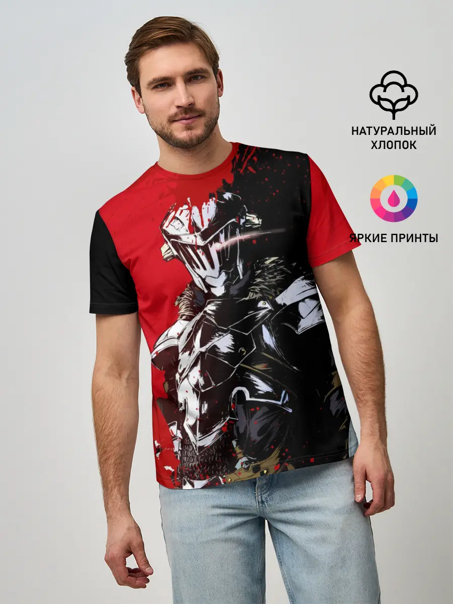 Мужская базовая футболка / Goblin Slayer red and black