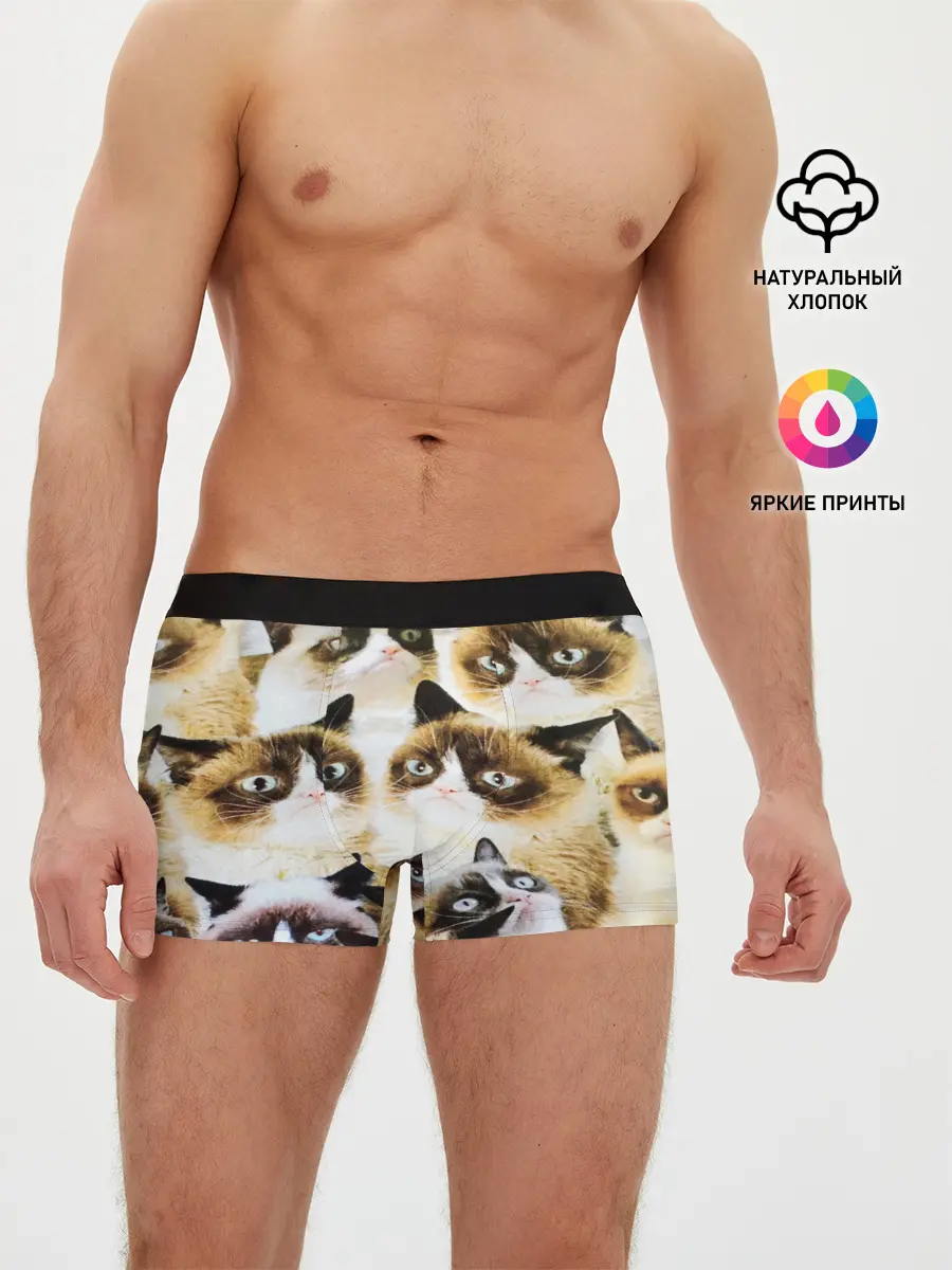 Мужские трусы боксеры / КОТ МЕМ
