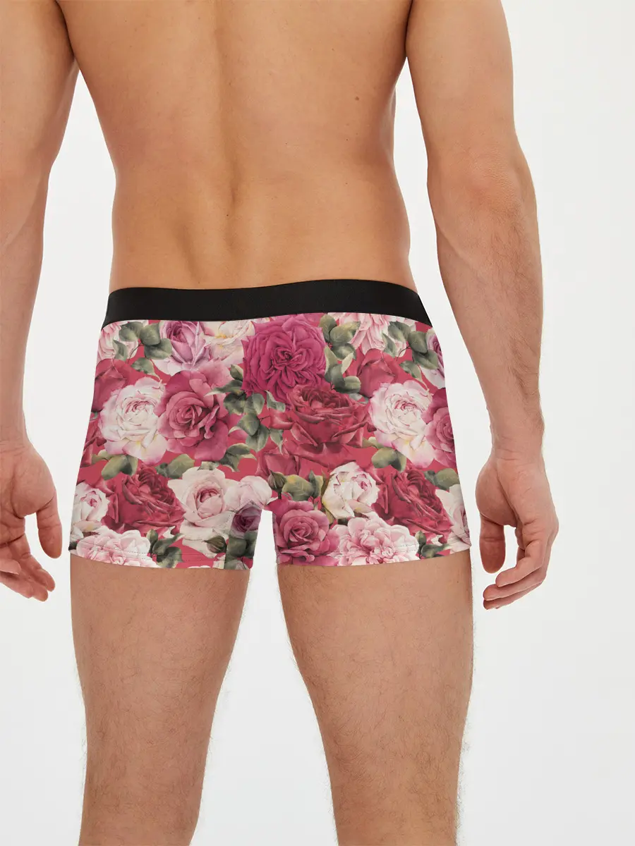 Мужские трусы боксеры / Акварель, розы