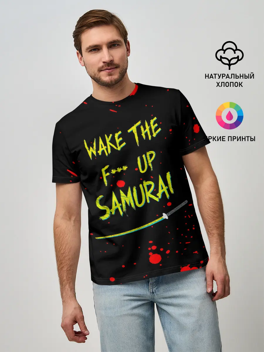 Мужская базовая футболка / WAKE THE F*** UP SAMURAI