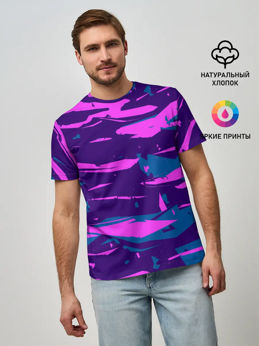 Мужская базовая футболка / CYBERSTYLE NEON CAMOUFLAGE
