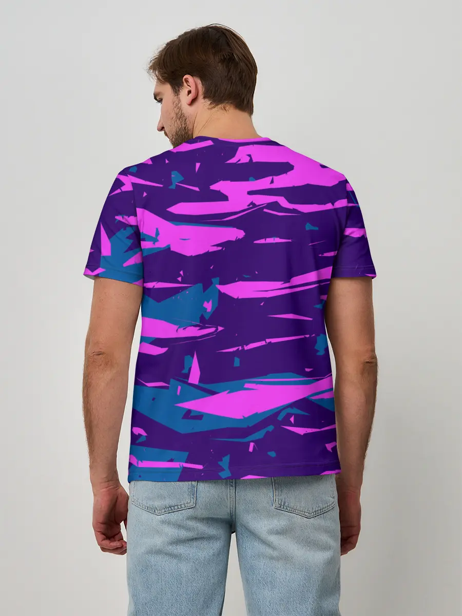 Мужская базовая футболка / CYBERSTYLE NEON CAMOUFLAGE
