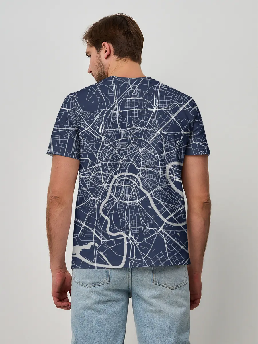 Мужская базовая футболка / Карта Москвы