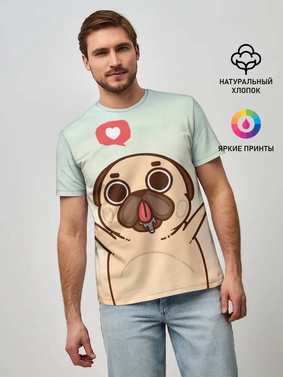 Мужская базовая футболка / Puglie Pug Like