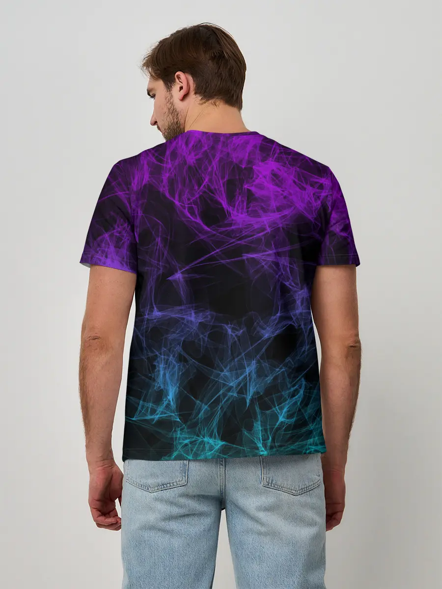 Мужская базовая футболка / NEON SMOKES STRIPES | НЕОНОВЫЕ ВОЛНЫ