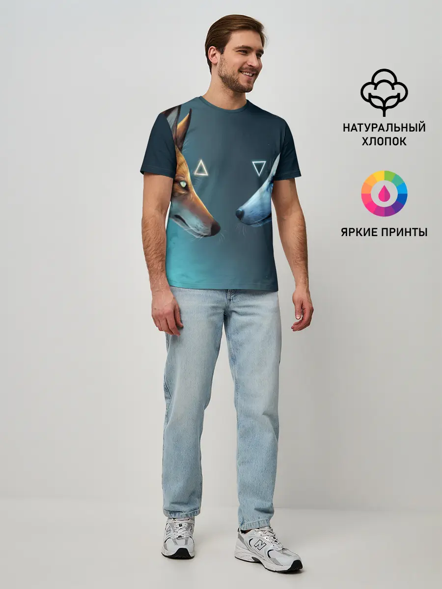 Мужская базовая футболка / ЛИСА И ВОЛК
