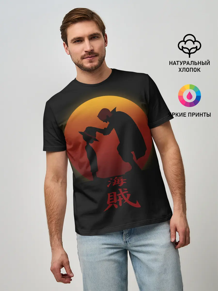 Мужская базовая футболка / похлопывает по голове One Piece