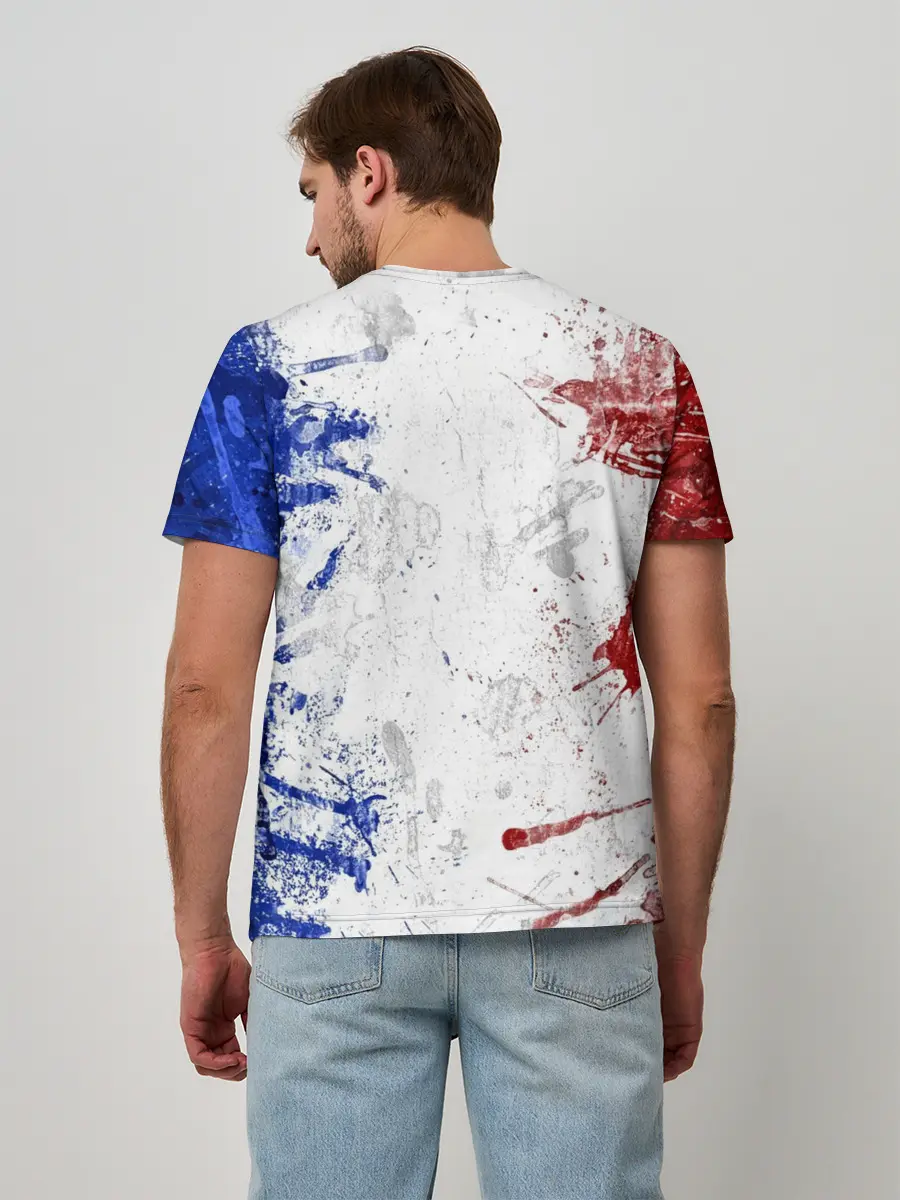 Мужская базовая футболка / BLUE WHITE & RED