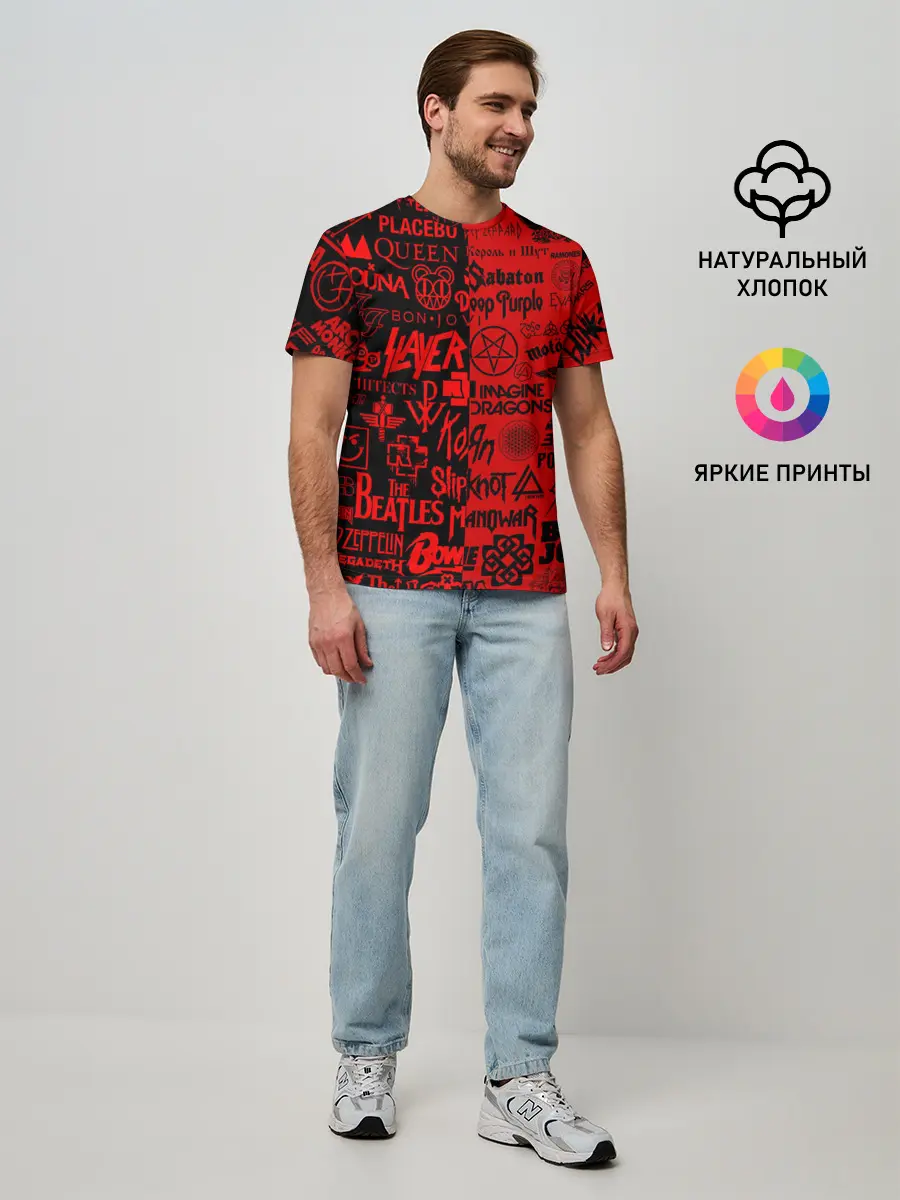 Мужская базовая футболка / ЛОГОТИПЫ РОК ГРУПП | ROCK