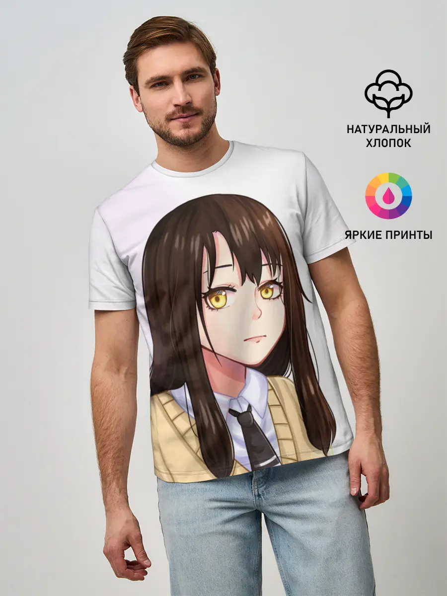 Мужская базовая футболка / Девочка, которая видит это Мико Ёцуя