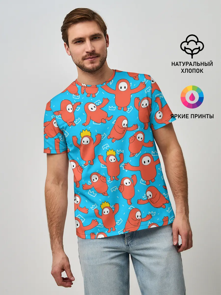 Мужская базовая футболка / Fall guys red