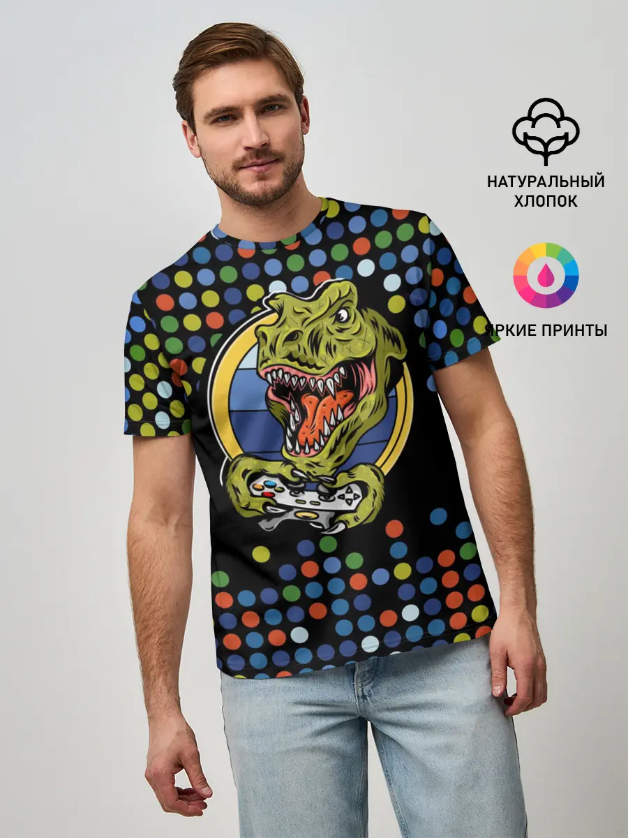 Мужская базовая футболка / Динозавр-игрок