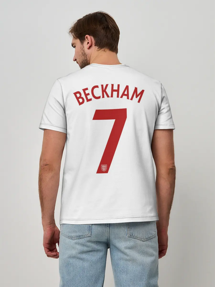 Мужская базовая футболка / Дэвид Бекхэм Англия Ретро