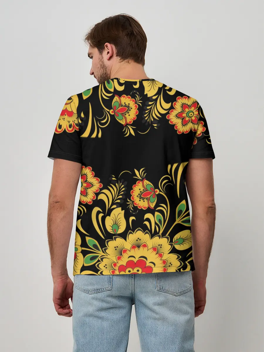 Мужская базовая футболка / Степан, роспись под хохлому