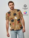 Мужская базовая футболка / Черные новогодние коты